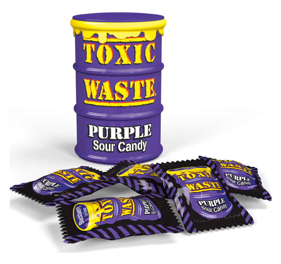 Bonbons ultra-aigres Toxic Waste Violet en fût