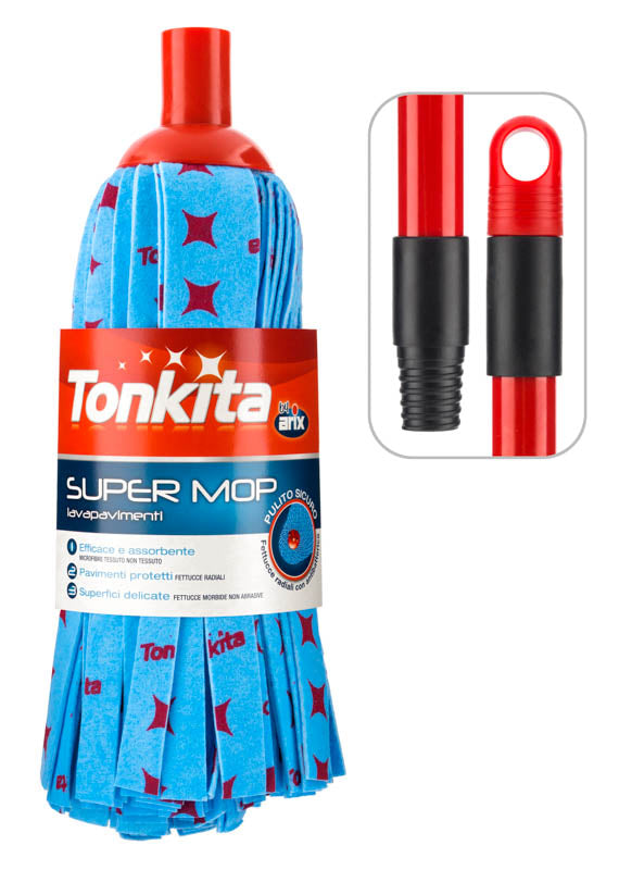 Tonkita Super Mop – Avec Manche Non-Tissé Microfibre