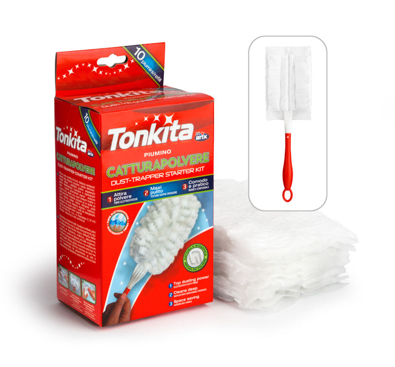 Tonkita Kit de Démarrage 10 Lingettes Attrape-Poussière + 10 Lingettes de Rechange
