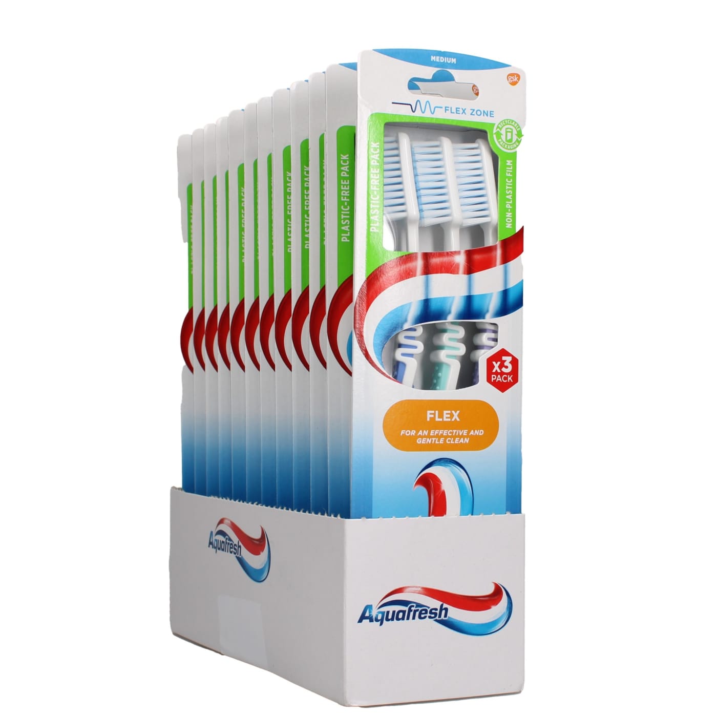 AQUAFRESH BROSSE À DENTS CLEAN&FLEX MEDIUM LOT DE 3