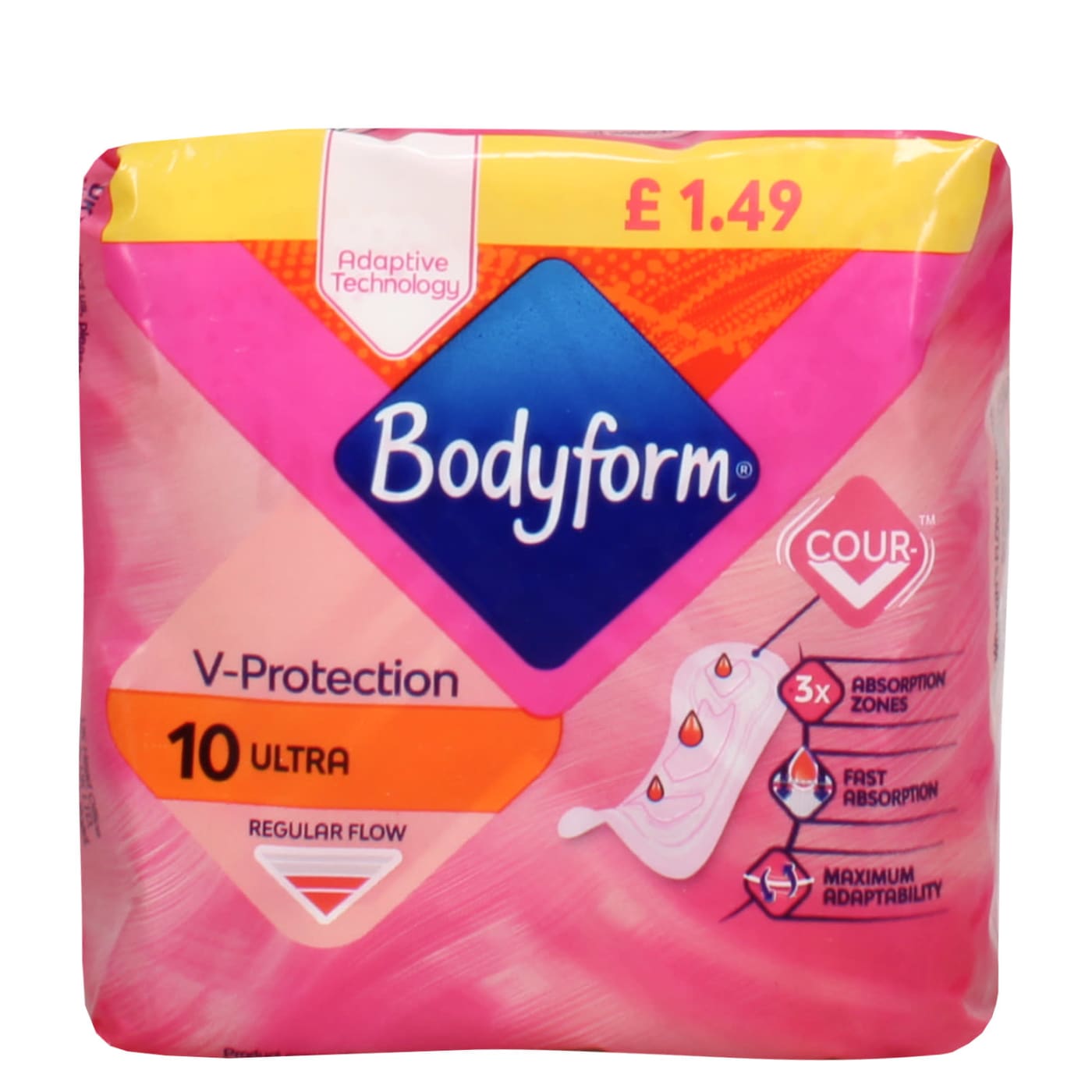 SERVIETTES COUR-V ULTRA BODYFORM 1,49 £ les 10