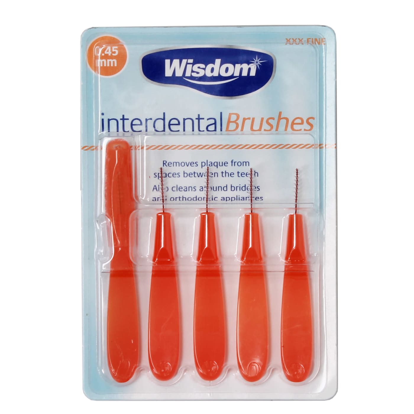 BROSSETTES INTERDENTAIRES WISDOM 0,45MM ORANGE X5