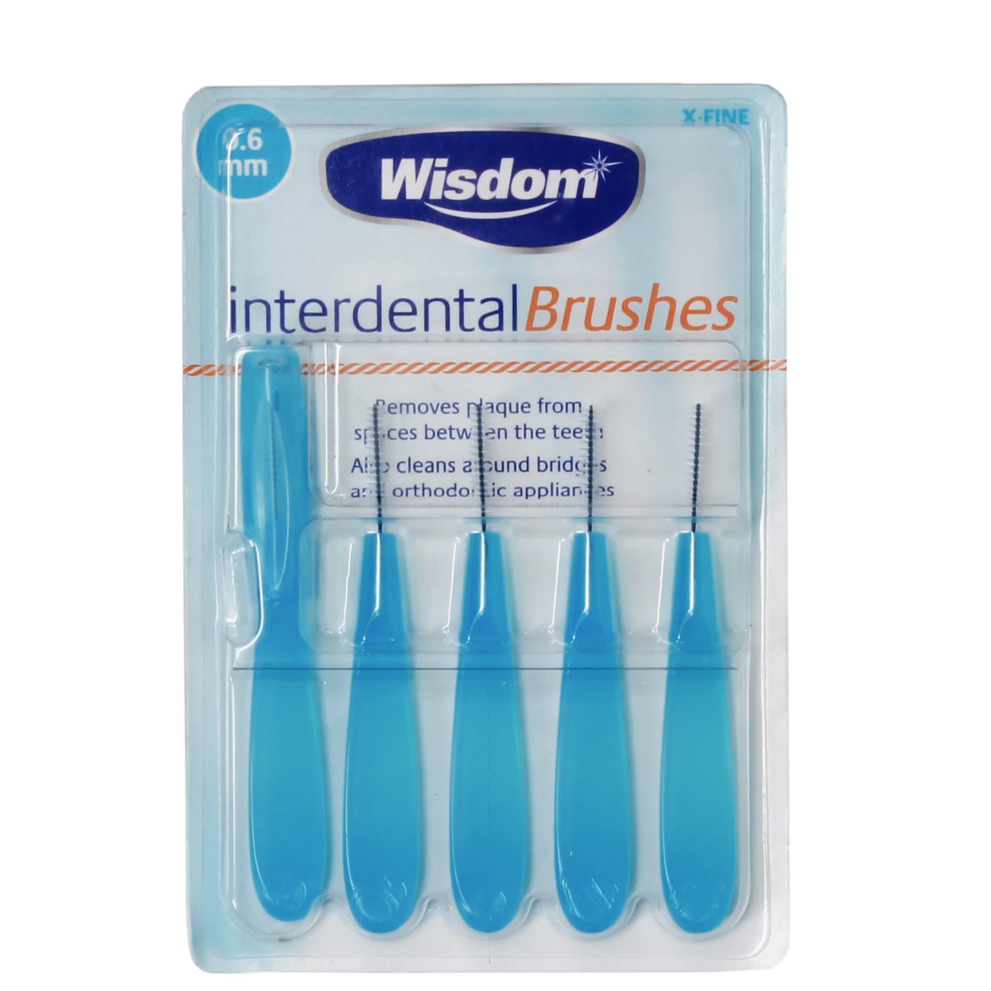 BROSSETTES INTERDENTAIRES WISDOM 0,6MM BLEU X5
