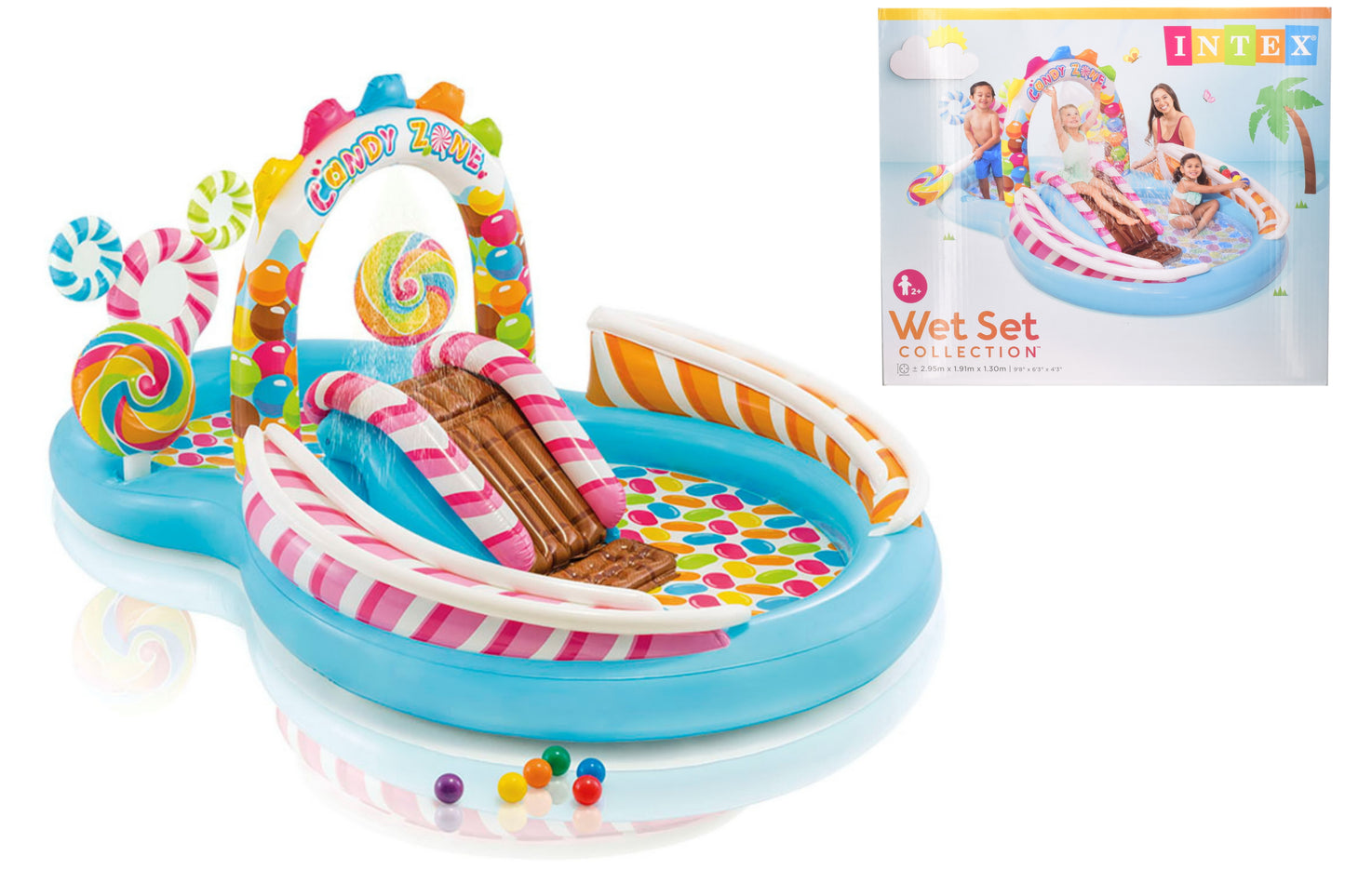 Intex Candy Zone Inflatable Play Center, 116" X 75" X 51", for Ages 2+ Blue