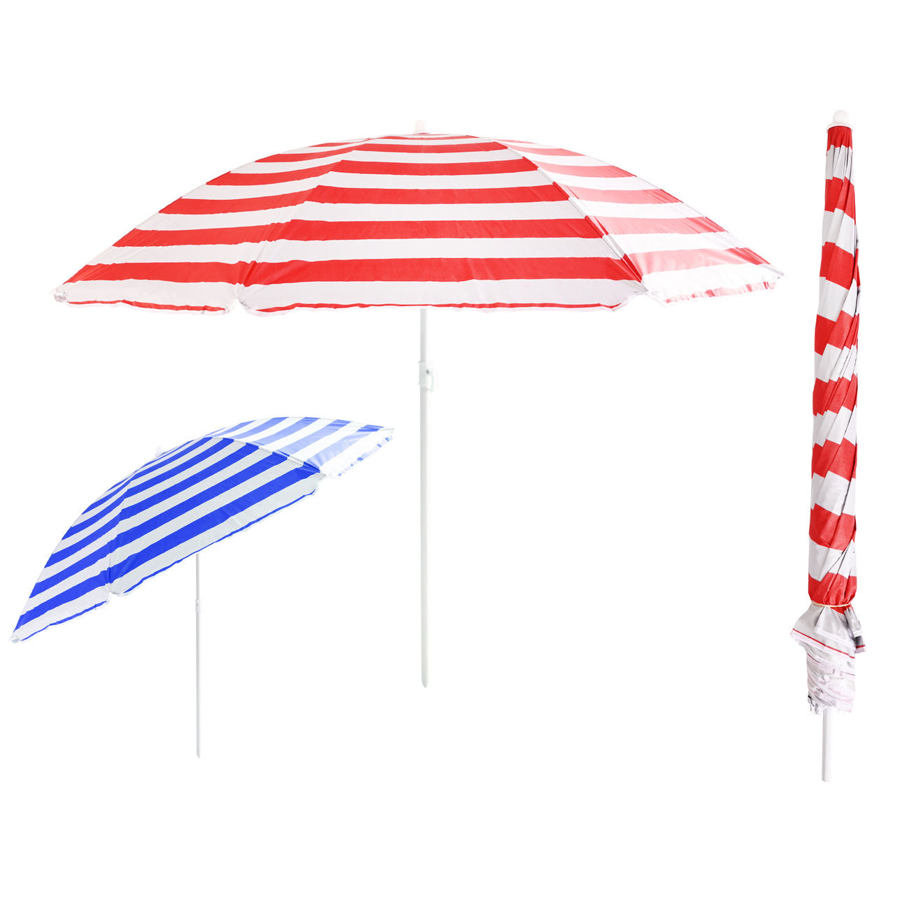Restez au frais avec style : Parasol de plage anti-UV de 34" à baleines avec inclinaison, livré dans une housse en PVC