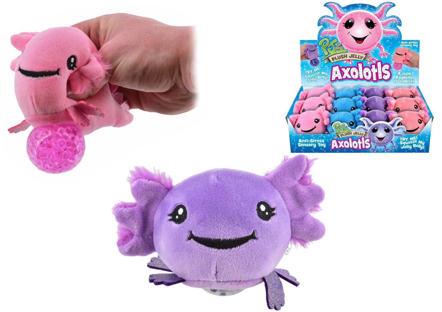 Peluche Squeezie Gelée : Adorable Axolotl Anti-Stress