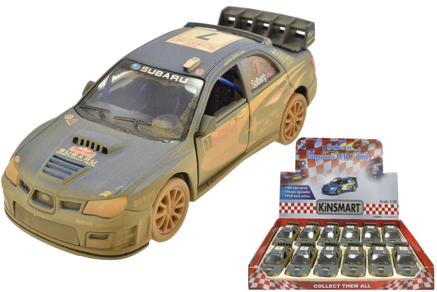 Subaru Impreza WRC 2007 (boueuse) moulée sous pression à l'échelle 1:36 - Article de collection authentique