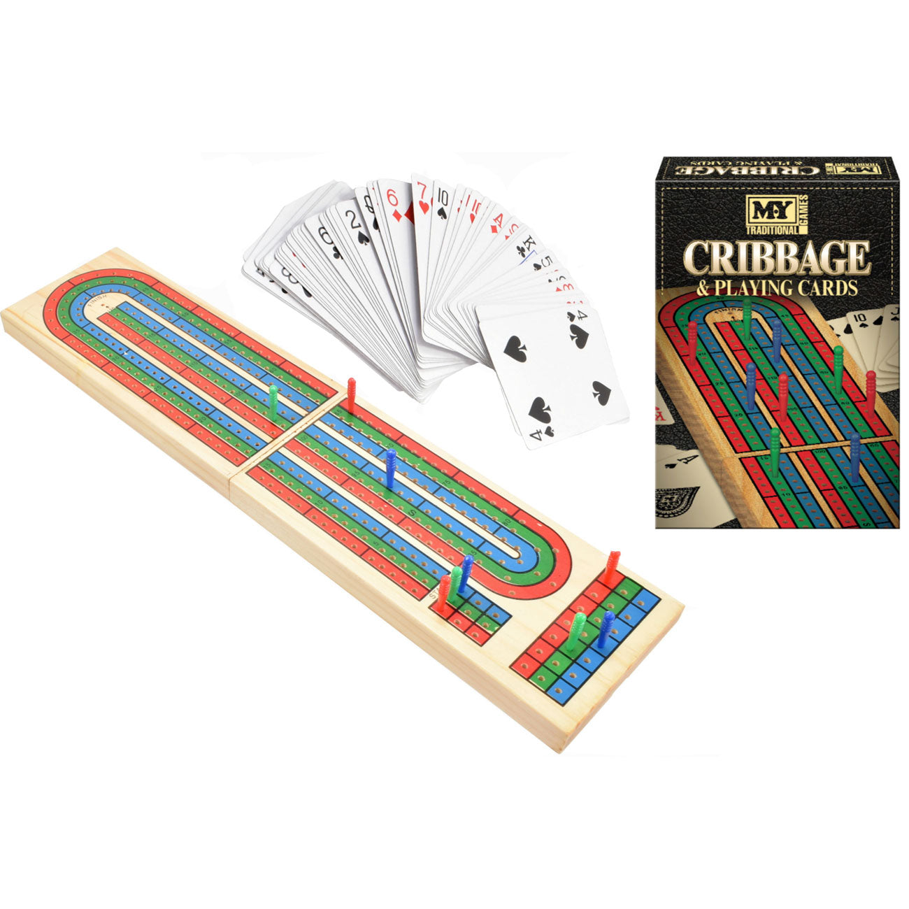 Jeu de cribbage et de cartes à jouer en bois massif faits à la main