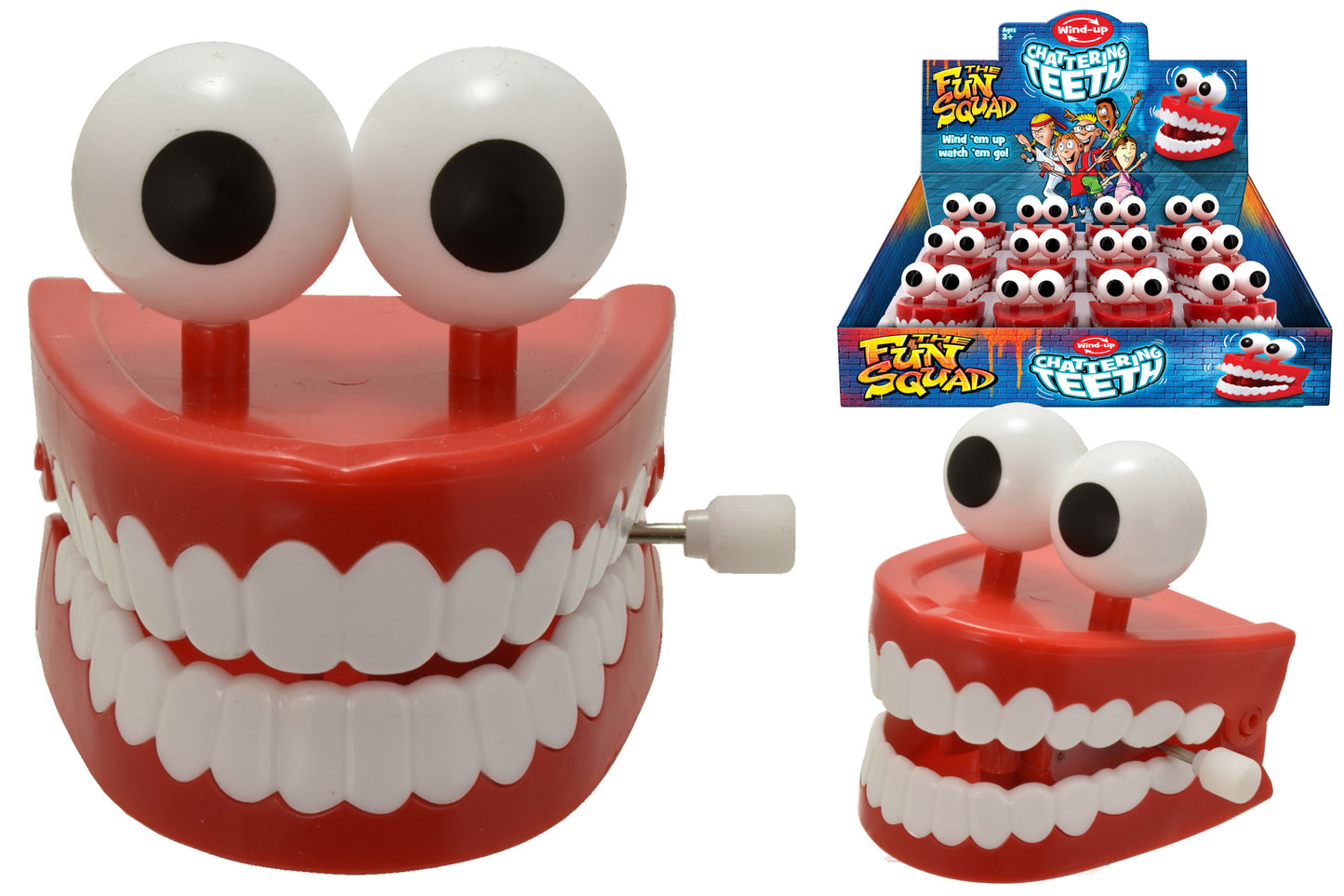 Large Wind-Up Chattering Teeth - Hilarious Gag Toy in Display Box