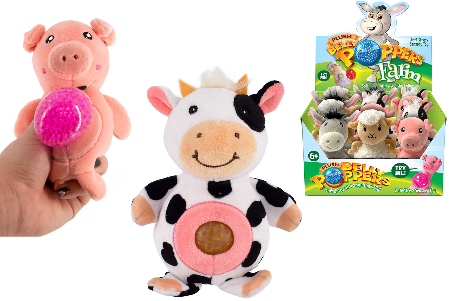 Peluche Animaux de la ferme en boîte de présentation | Adorables jouets doux pour enfants