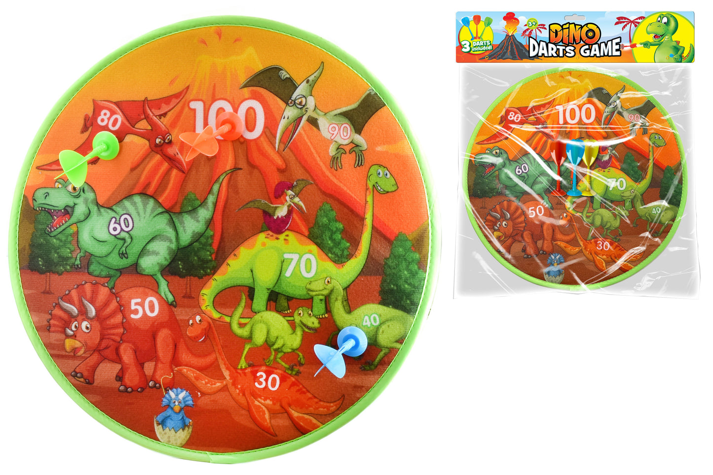 Jeu de fléchettes Dinosaure : Ensemble passionnant de sachet en PVC avec carte d'en-tête