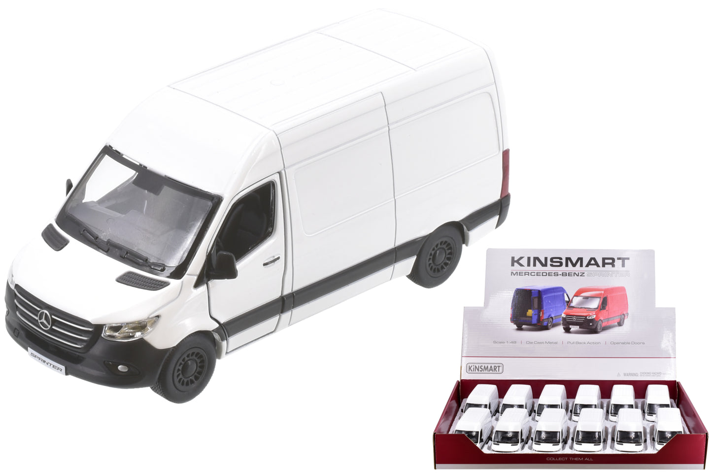 Fourgon Mercedes-Benz Sprinter blanc moulé sous pression à l'échelle 1:48 | Modèle miniature pour collectionneurs
