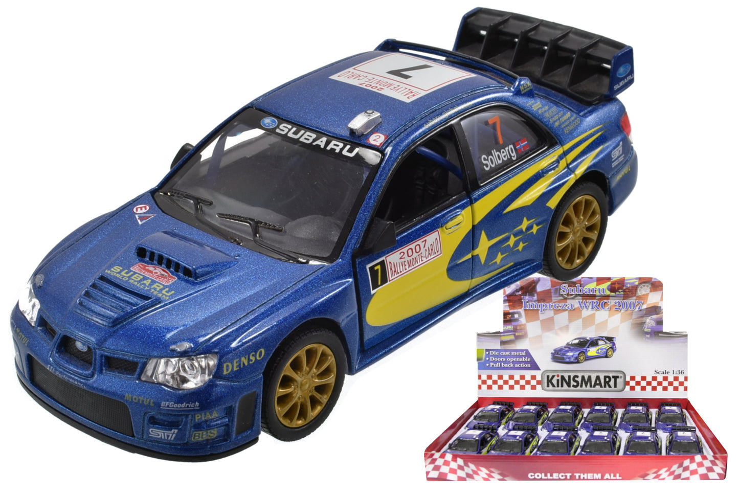 Maquette Subaru Impreza WRC 2007 Moulée sous Pression à l'Échelle 1:36 - Article de Collection Authentique