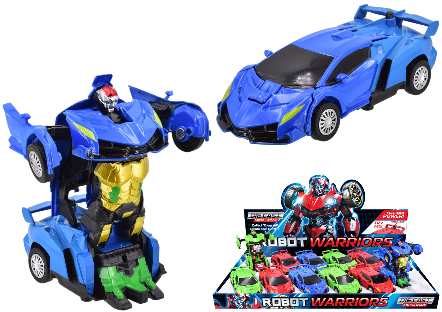 Voitures robots de combat à rétrofriction en métal moulé – Ensemble de 3 miniatures assorties
