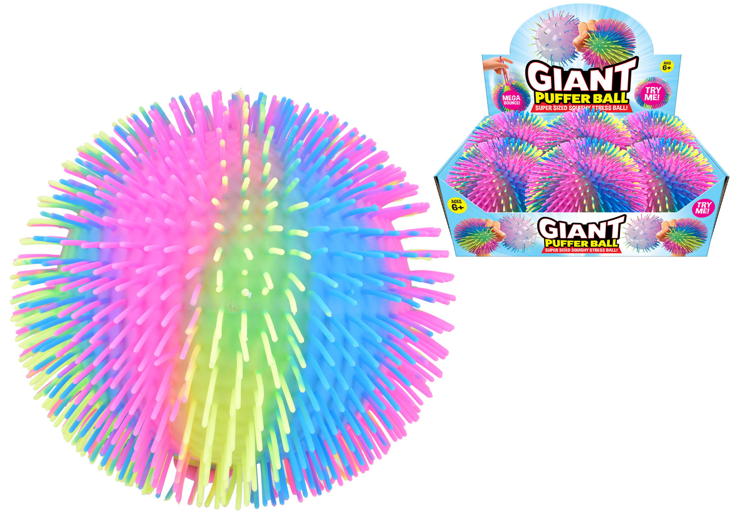 Boîte de présentation de balles Puffer 3 tons de 8,5" - Amusant et coloré