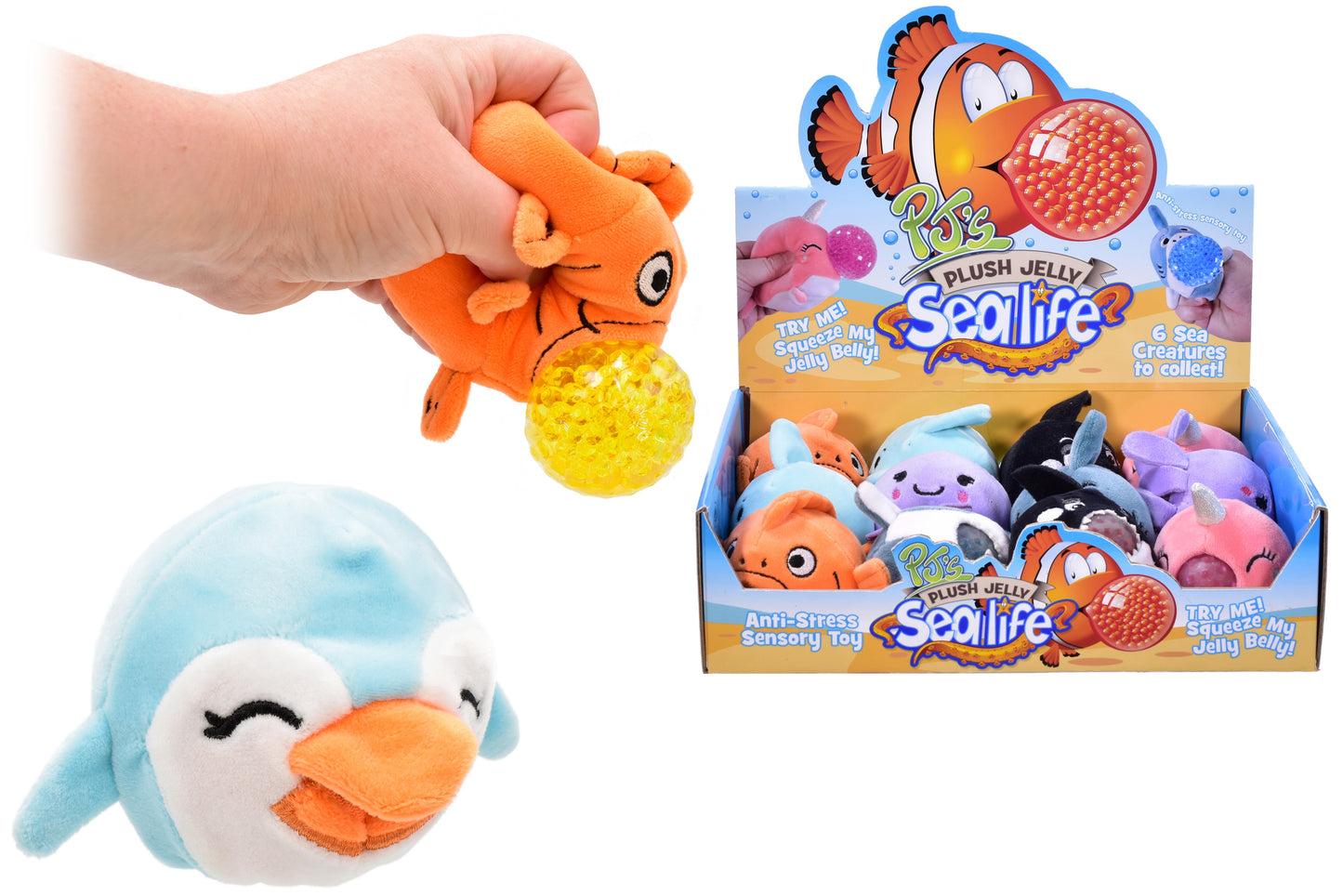 Découvrez d'adorables peluches Jelly Squeezers - Collection Vie Marine