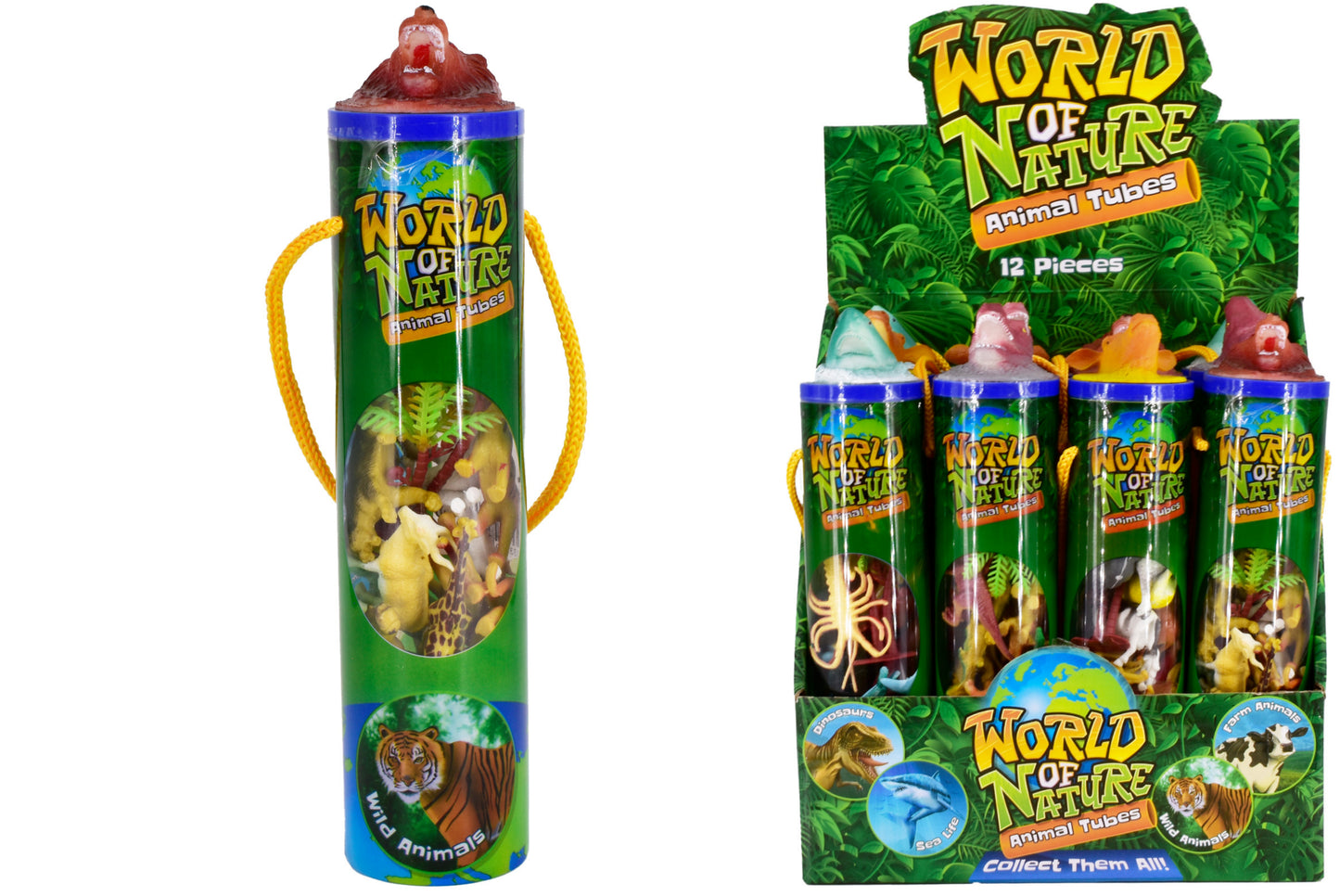 Découvrez des tubes d'animaux amusants et éducatifs – 4 assortis en boîte de présentation