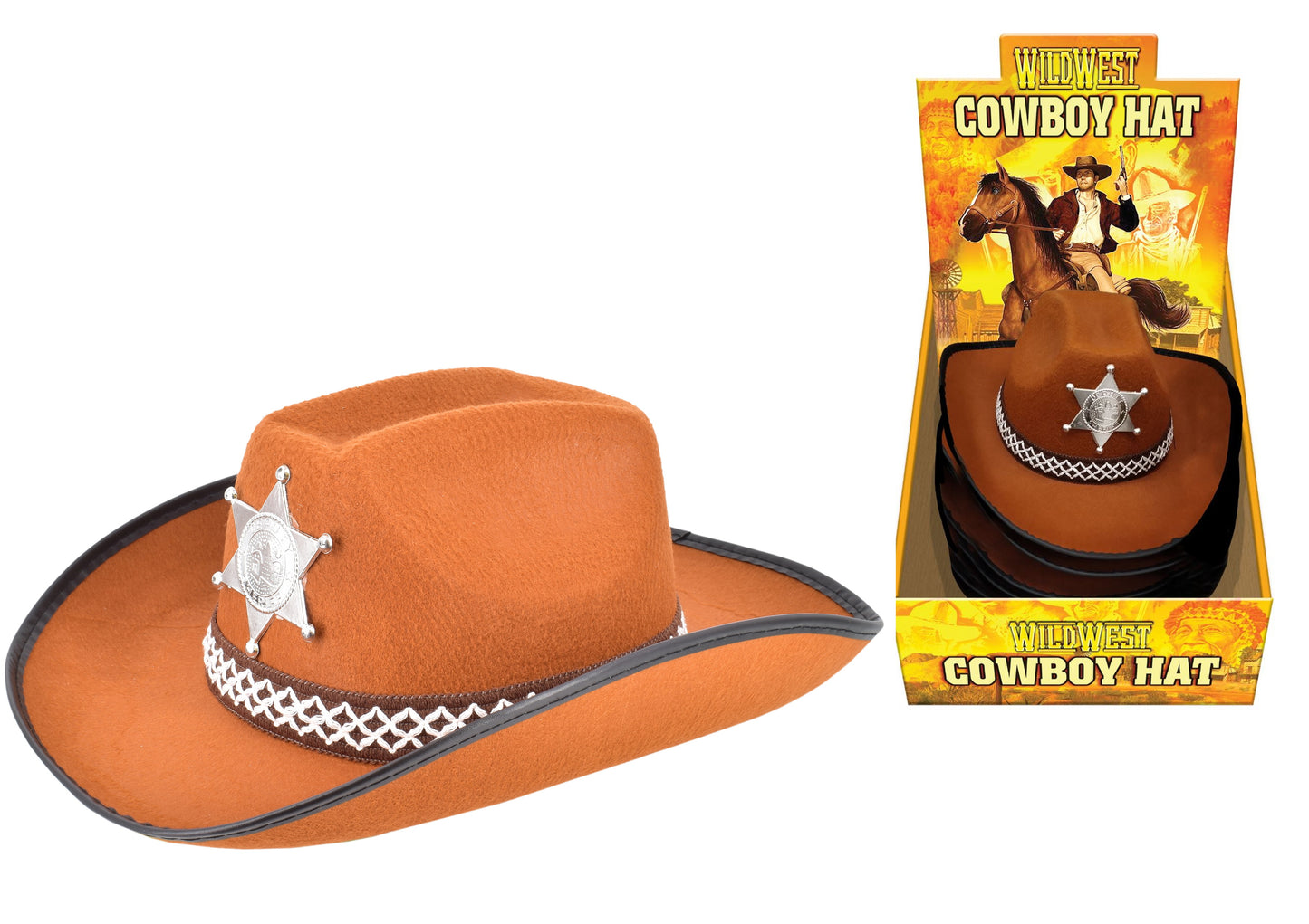 Chapeau de cowboy marron authentique dans une boîte de présentation