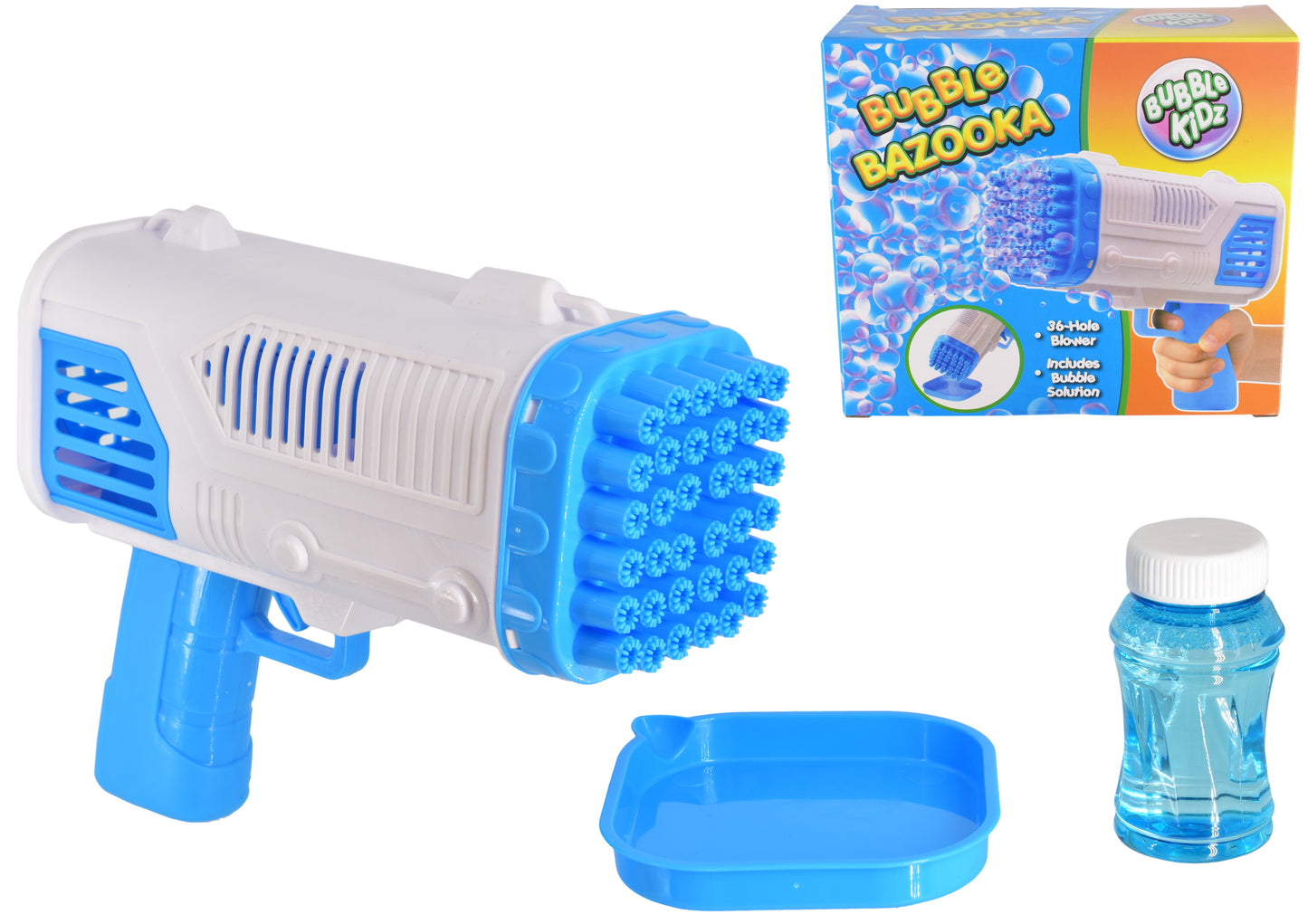 Pistolet à bulles Bubble Bazooka B/O 36 souffleurs Boîte couleur