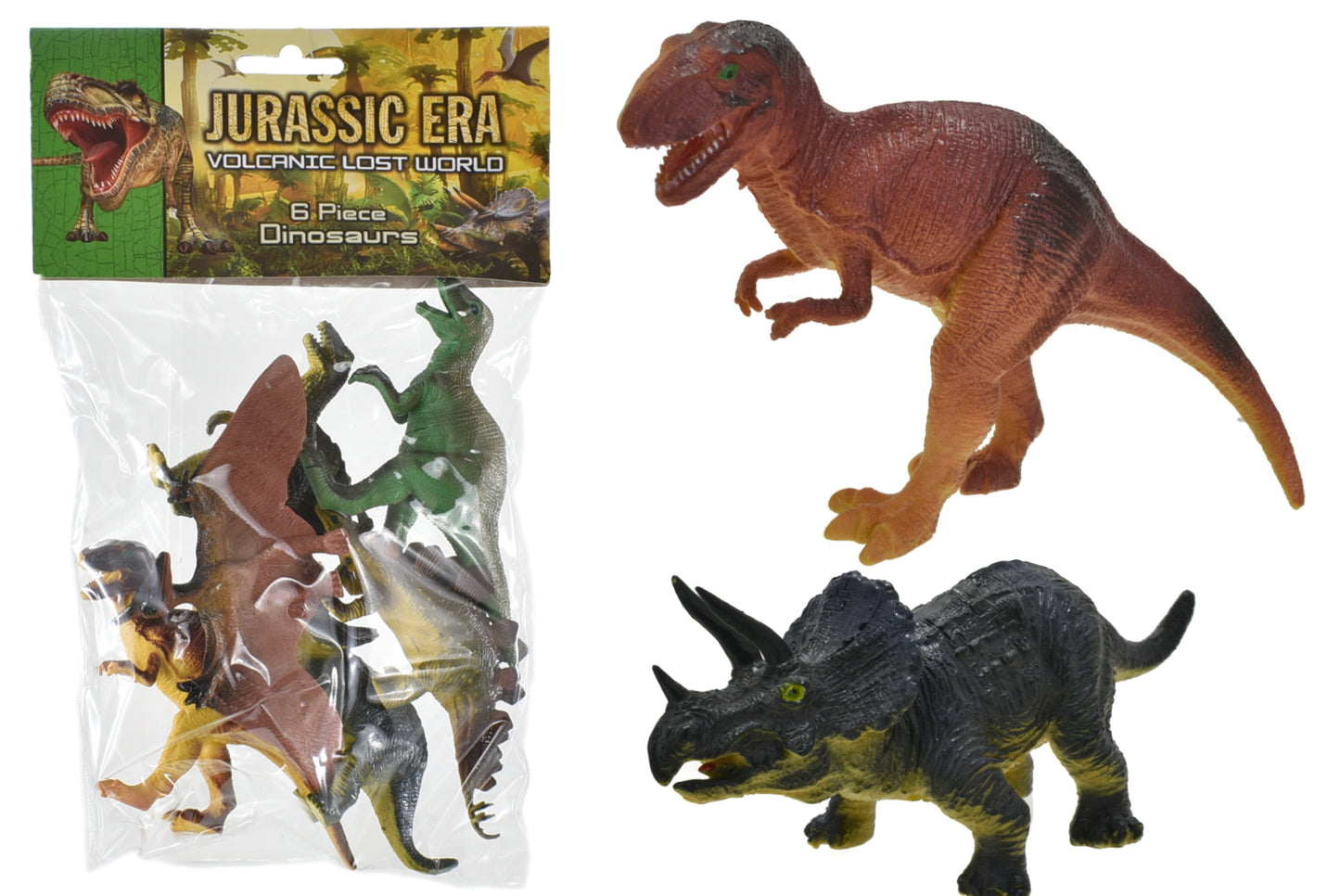 Amusez-vous rugir avec les dinosaures sous sachet et carte d'en-tête (6 modèles assortis)