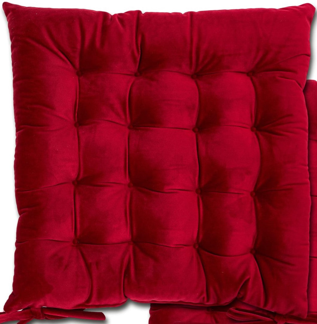 Coussin de siège de luxe rouge 40cm x 40cm avec attaches