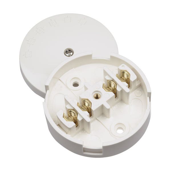 Raccordements électriques avec une boîte de jonction 20 A - 4 bornes au fini blanc élégant.