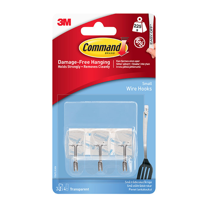 17067CLR Crochets adhésifs transparents Command petite taille 225 g, pack de 3