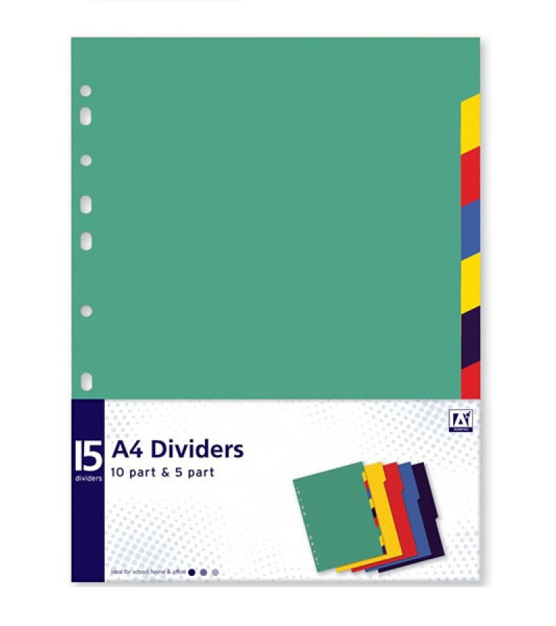 Anker A4 10 Part & 5 Part Dividers Assorted (15 Pack)