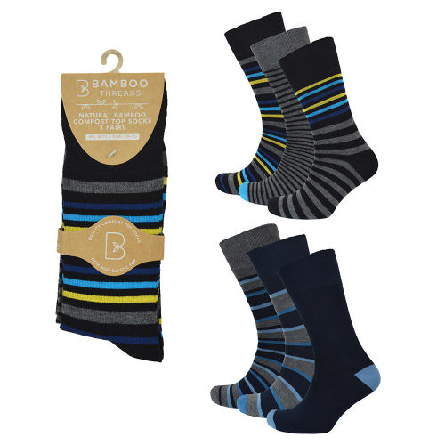 Natural Bamboo ComfortTop Pack of 3 Pairs Socks Breathable and Soft