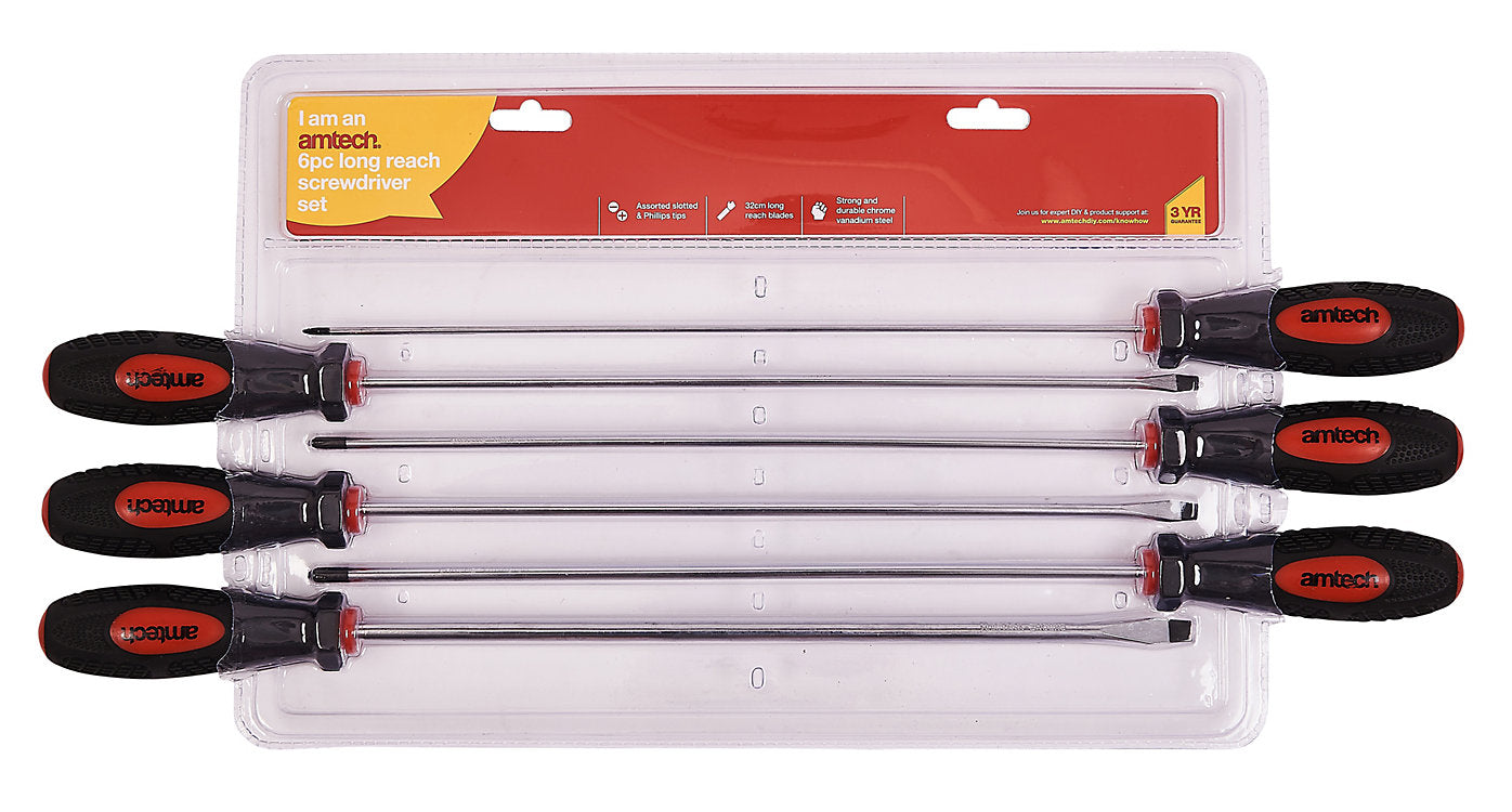 Jeu de tournevis longs Amtech, 6 pièces