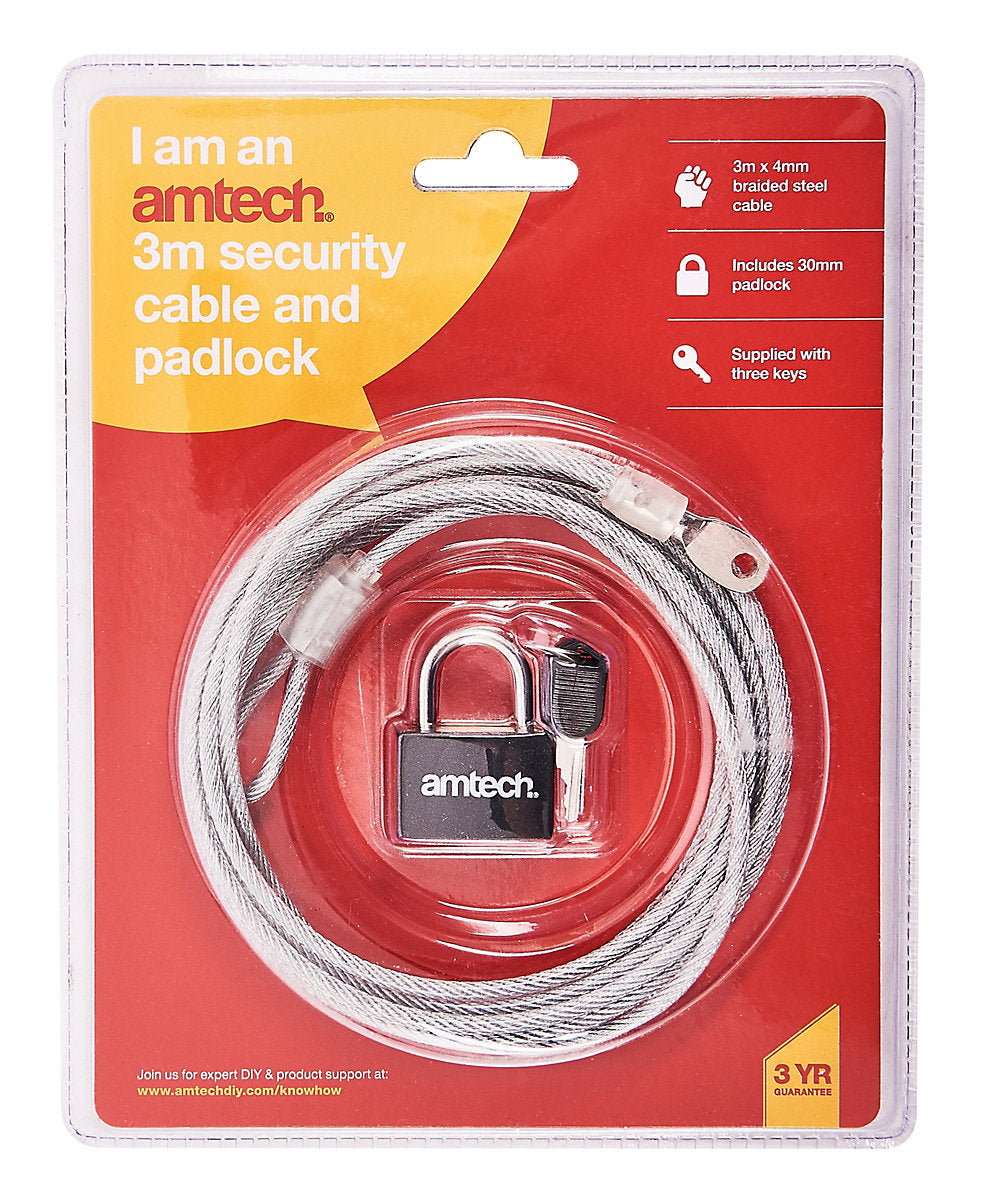 Câble de sécurité 3m et cadenas