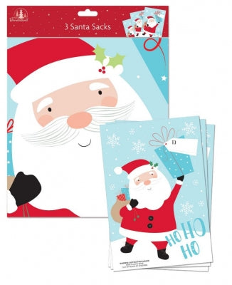 3 sacs de Père Noël en peluche de Noël en PVC