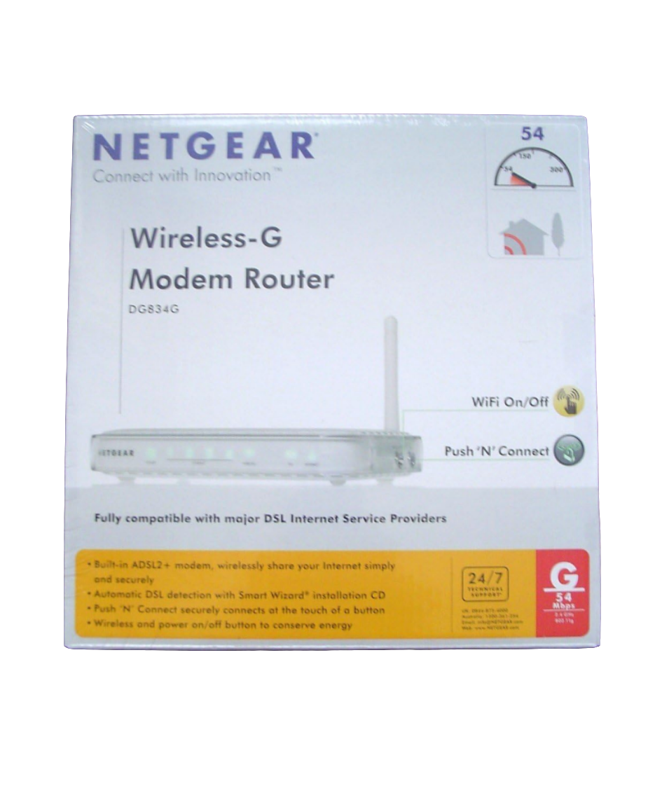 NETGEAR DG834GUK DG834G 54Mbps Wireless ADSL2+ Modem Firewall Router with 4-port 10/100 Switch