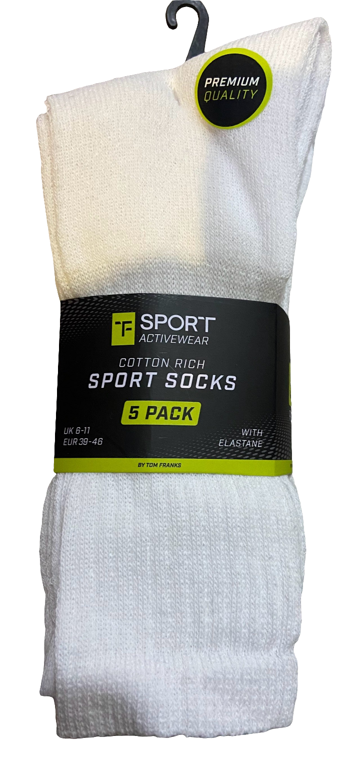 SPORT SOCKS White 5 PACK