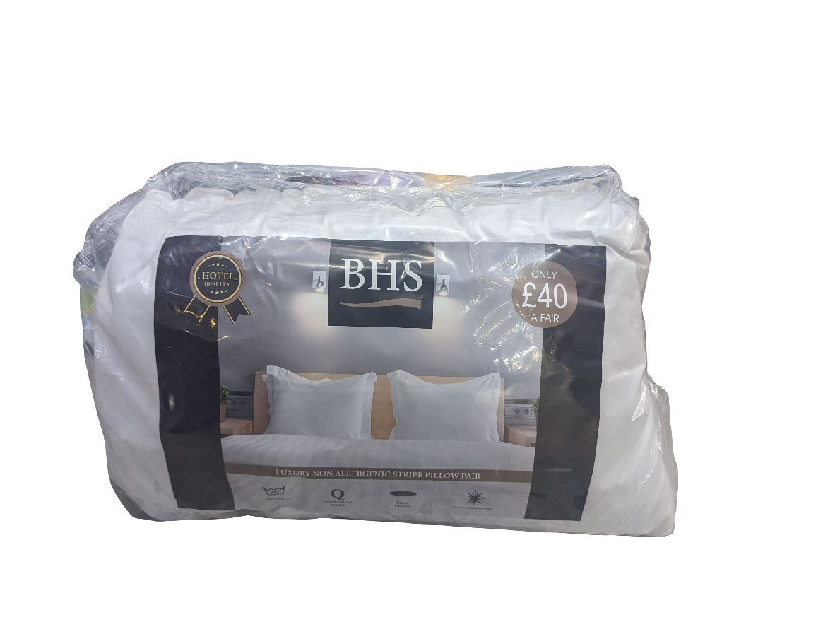 BHS Luxury Non Allergic Stripe Pillow Pair