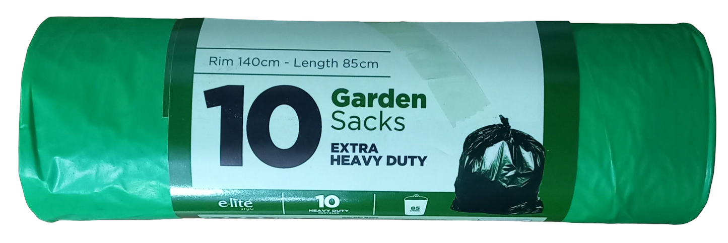 Lot de 10 sacs de jardin poubelles - Vert très résistant 85 litres - Sacs poubelles très résistants 85 cm