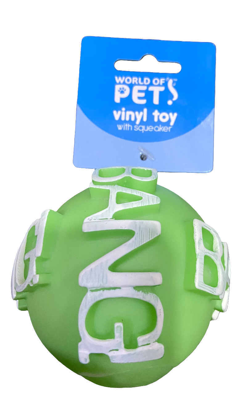 WORLD OF PETS SQUEAKY VINYL DOG BALL