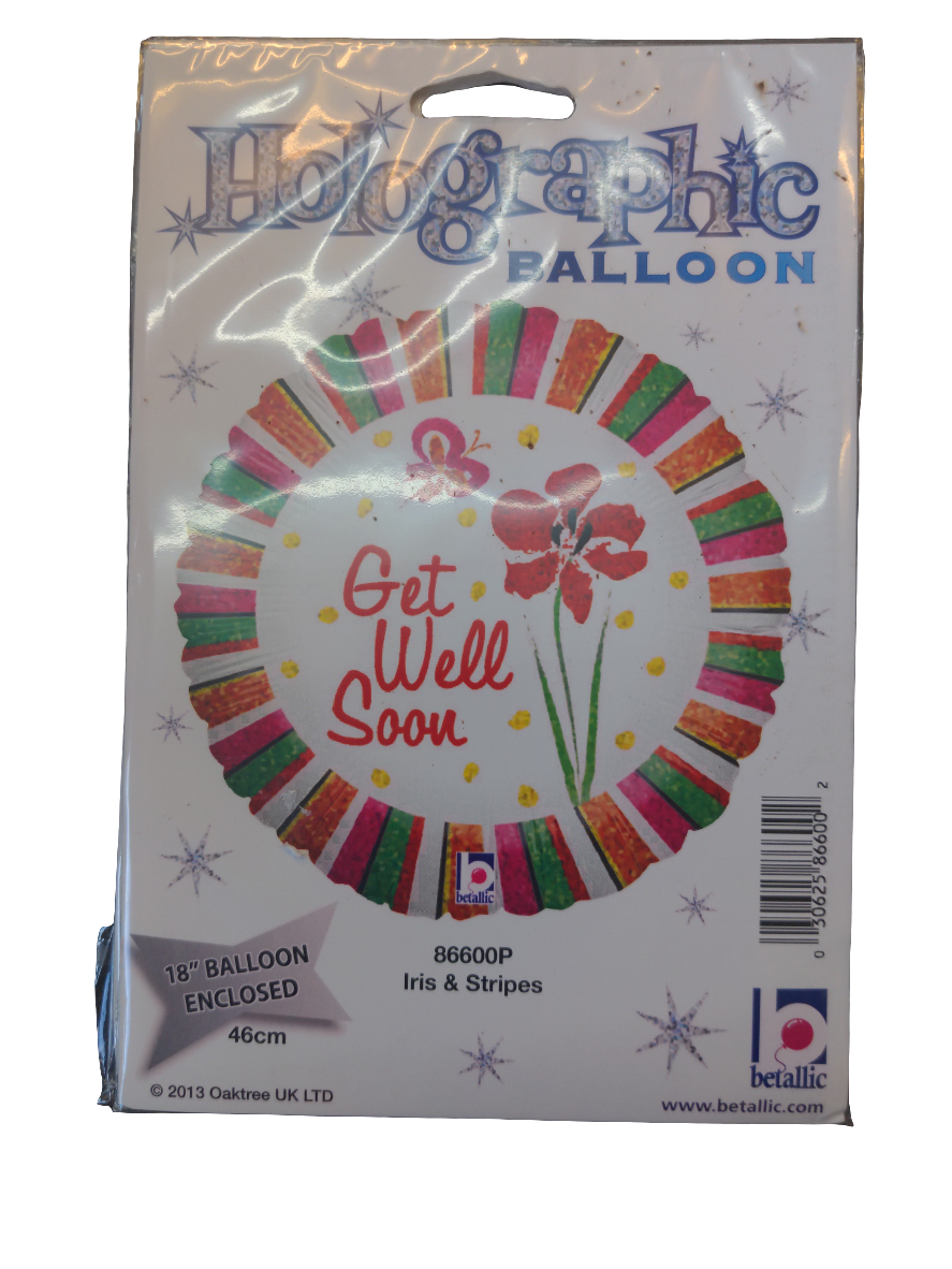 Holographic Helium balloon 18inch Get well Soon