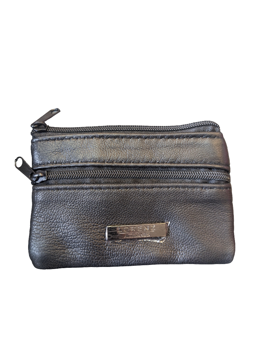 Petit porte-monnaie en cuir nappa de mouton avec fermetures éclair