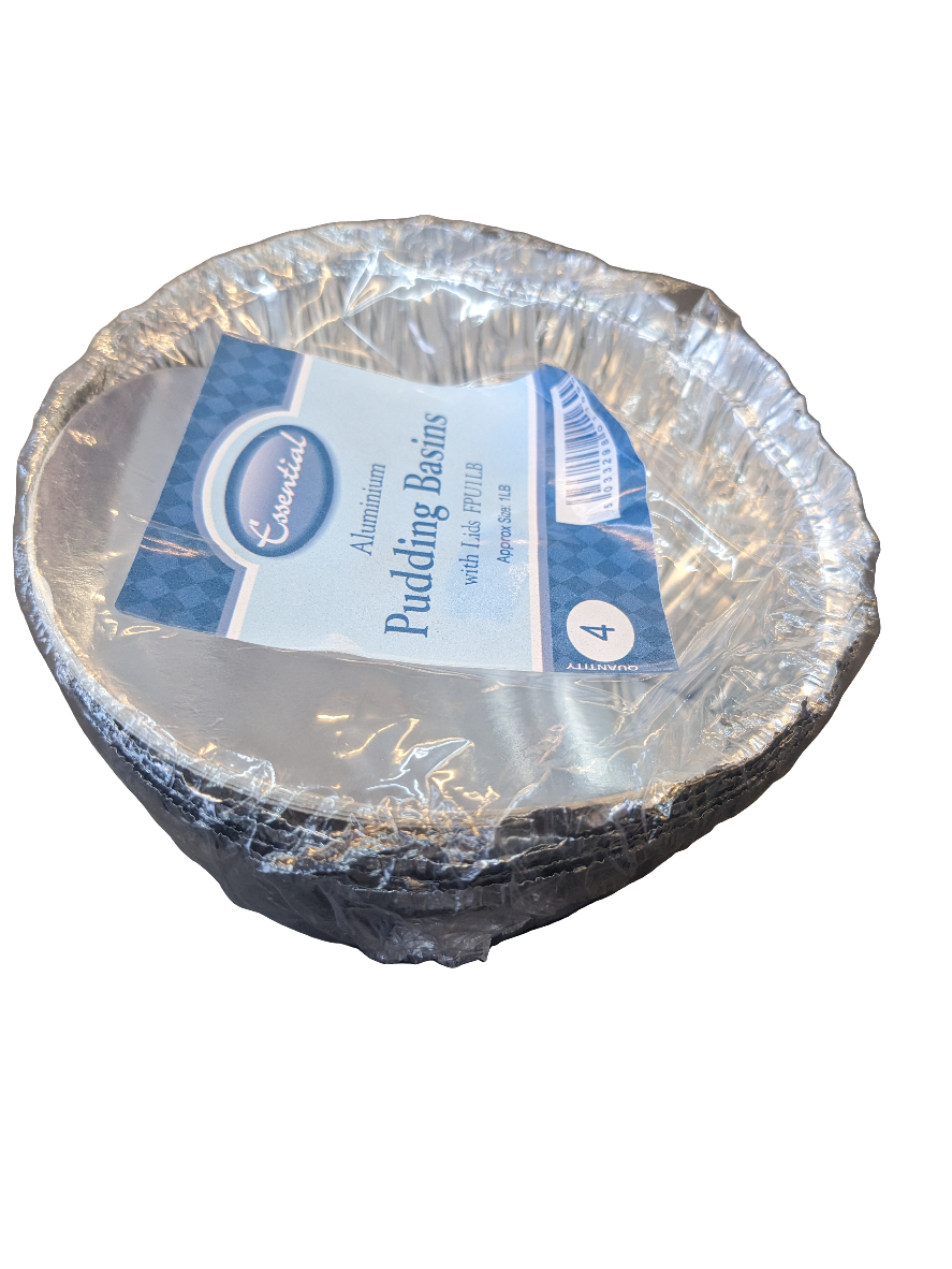 Essential Aluminum 4 Pudding Basins with Lids 1 LB