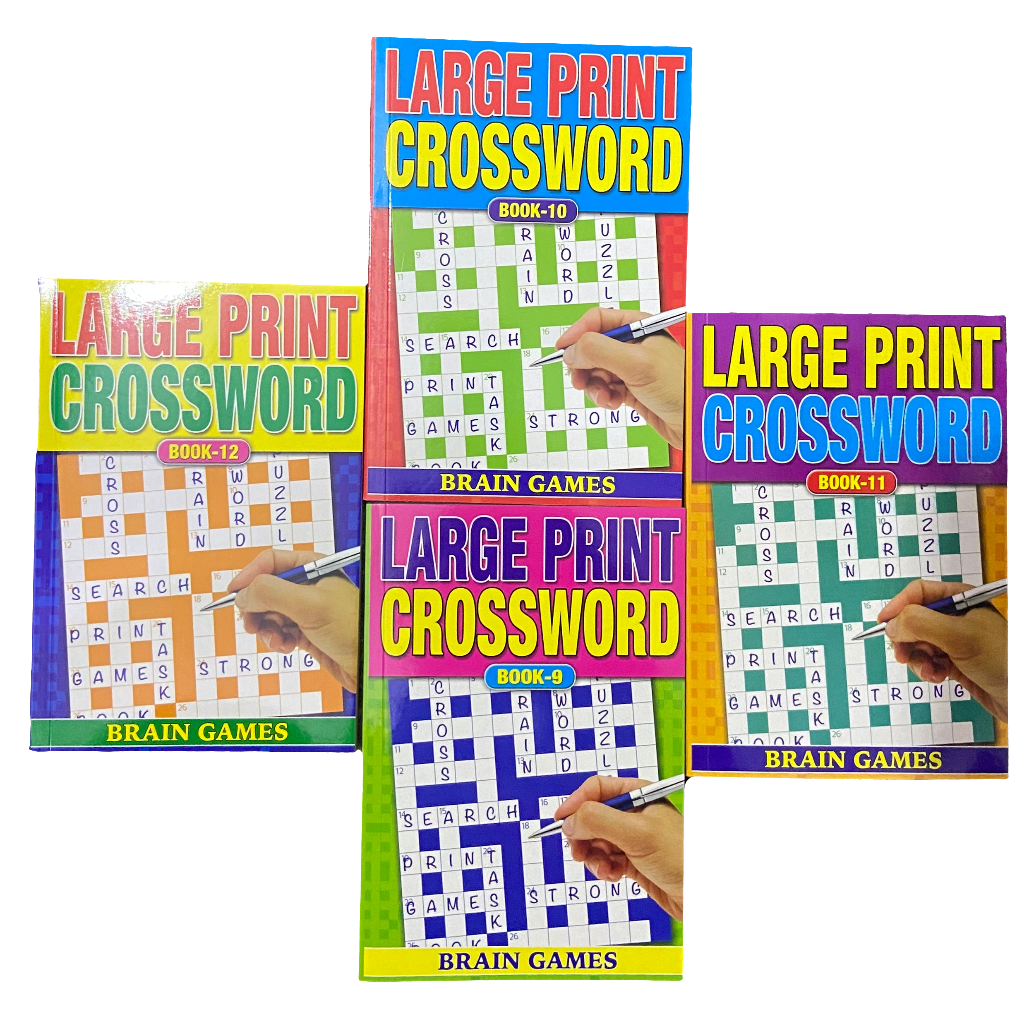 LARGE PRINT CROSSWORD BRAIN GAMES BOOK 9,10,11 and 12