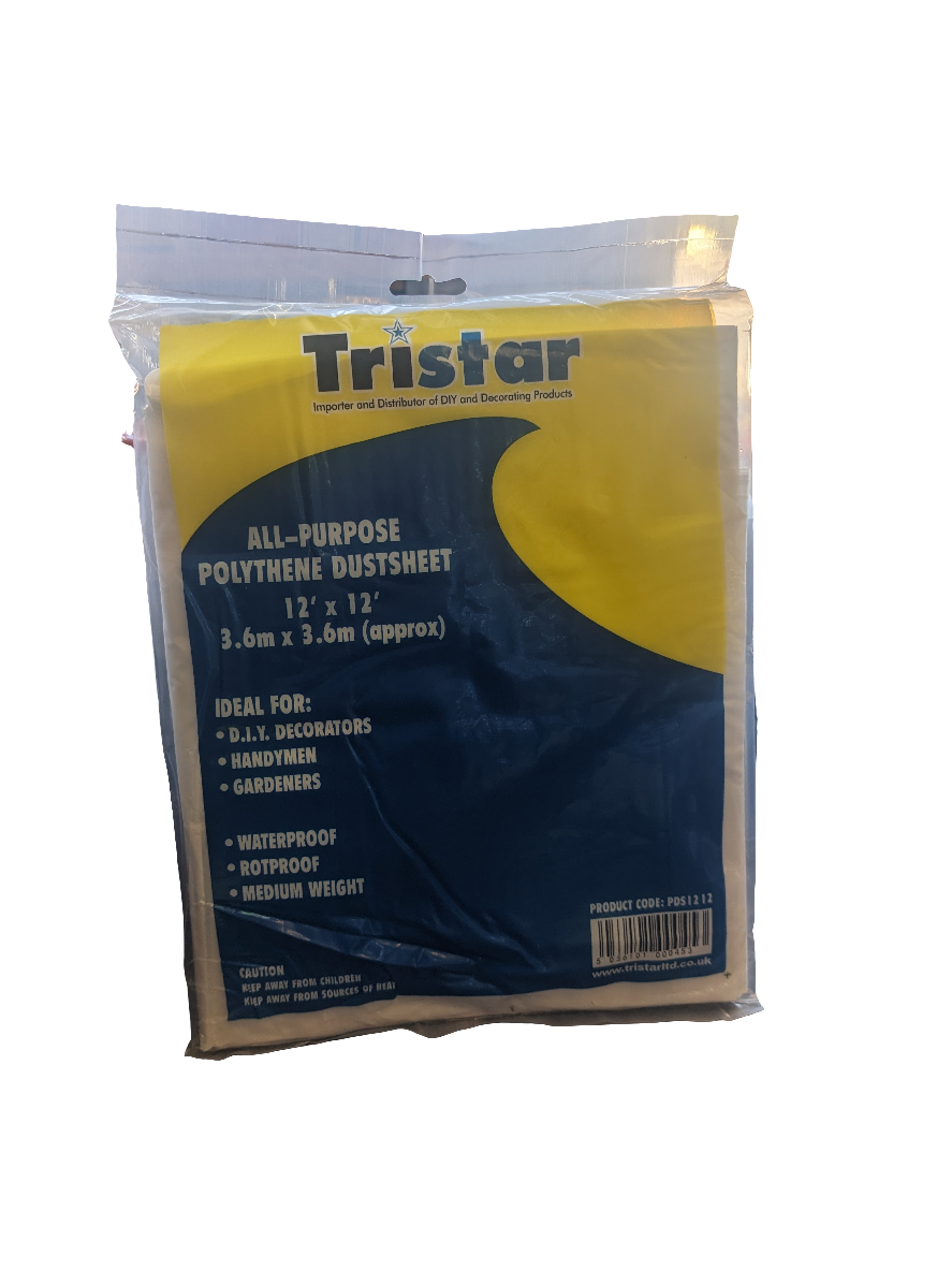 TriStar All Purpose Polythene Dustsheet 12' x 12' (3.6m x 3.6m)