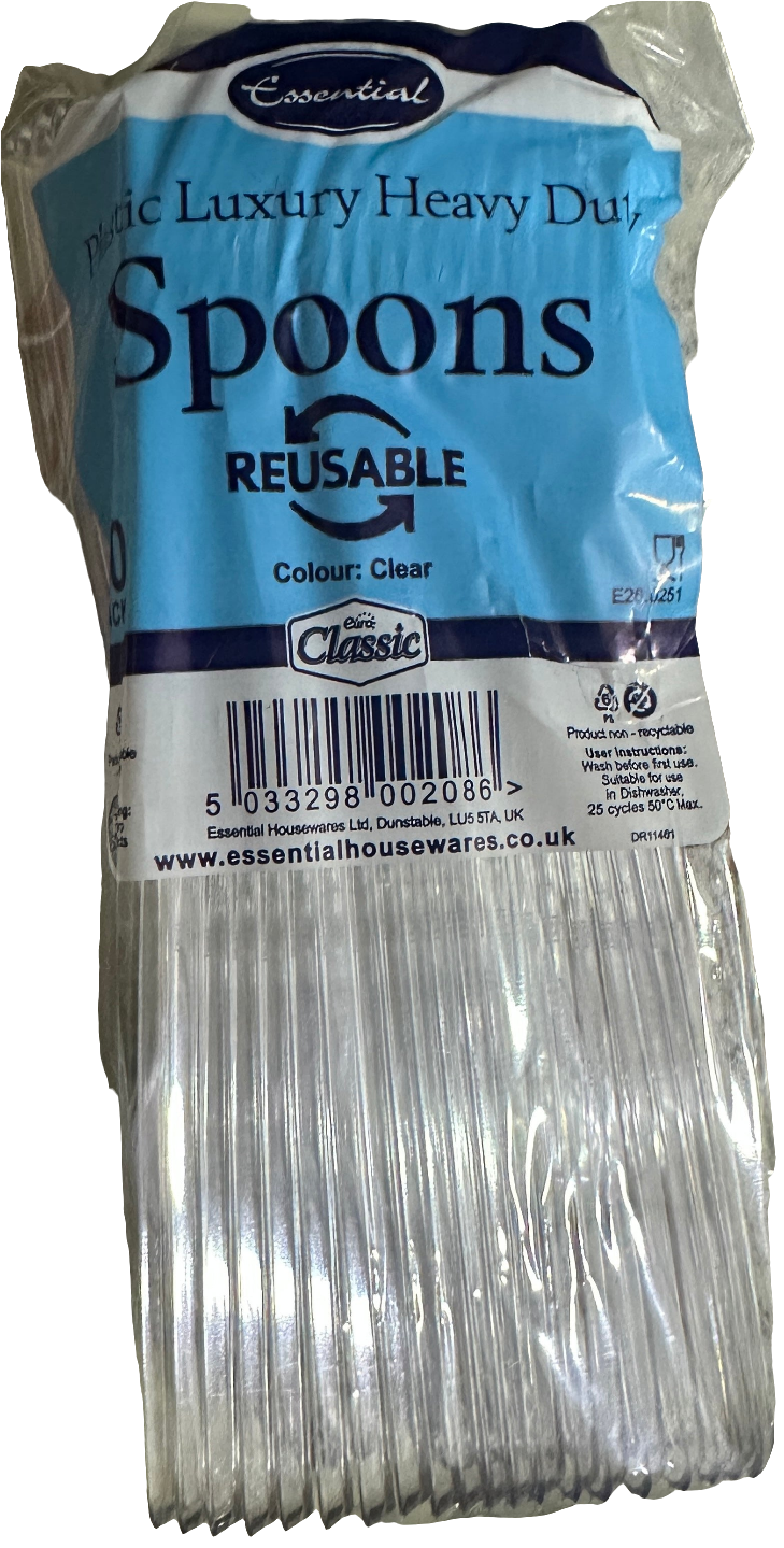 40pk Clear Plastic
Spoon Reusable