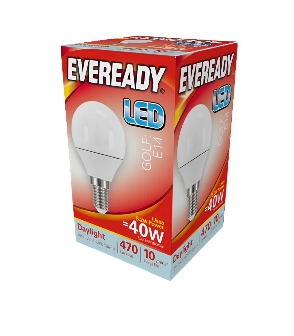 EVEREADY LED GOLF BULB E14 4.9w=40w DAYLIGHT 470LM
