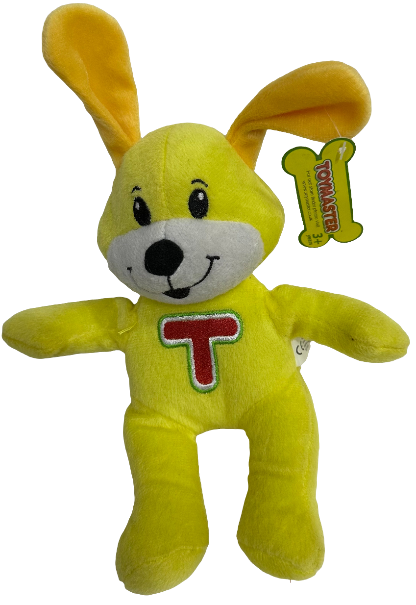Peluche douce Toymaster Toby CHIEN 20 cm jaune avec logo