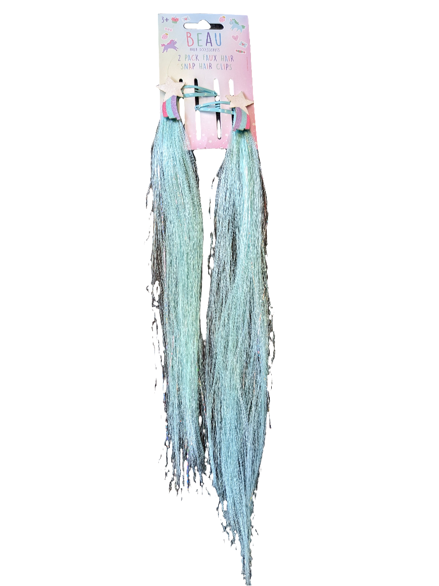 Beau 2 Pack Faux Hair Snap Hair Clips Assorted colors