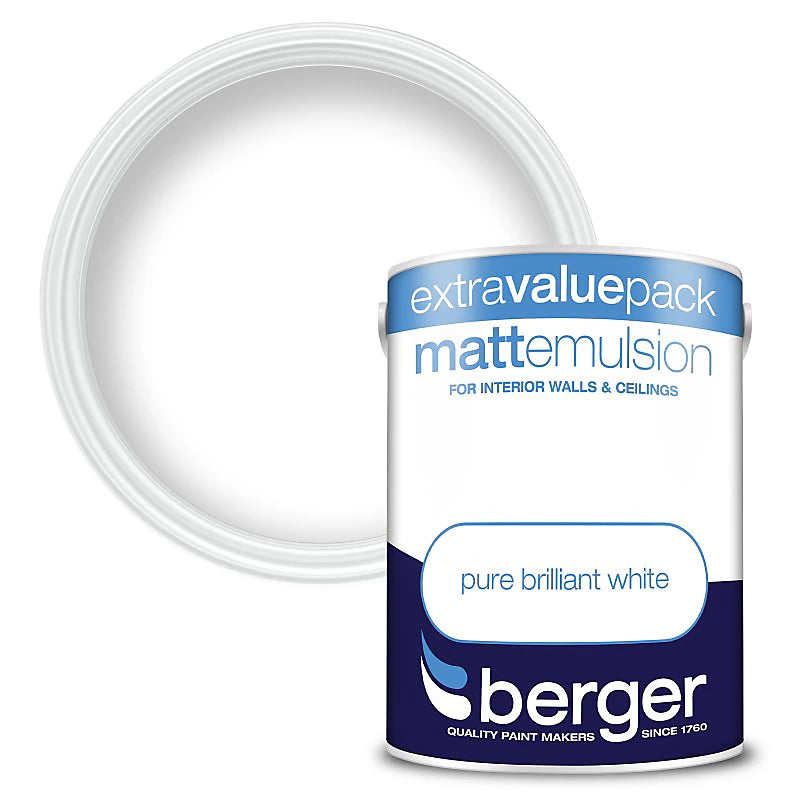 Peinture mate Berger 3L pour murs et plafonds Blanc