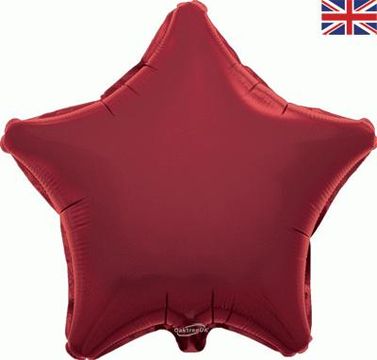 Burgundy Star Foil Balloon (19" Oaktree) 1pc