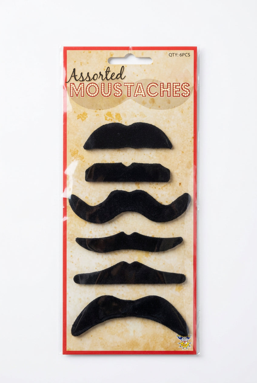 6 STYLES BLACK MOUSTACHES