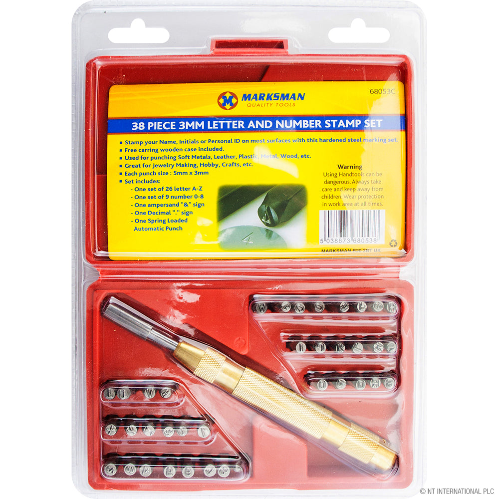 Gravure de Précision : Jeu de 38 Poinçons 3mm Lettres et Chiffres pour un Marquage Impeccable